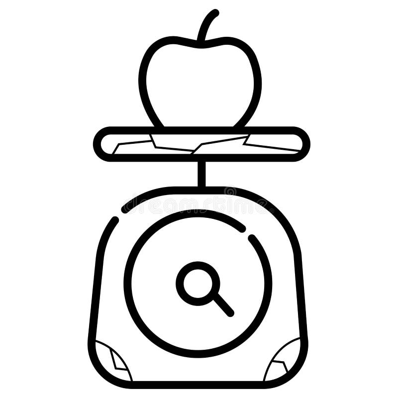 Gewichtsskala mit Apfel vektor abbildung Gewichtsskala mit Apfel vektor abbildung
