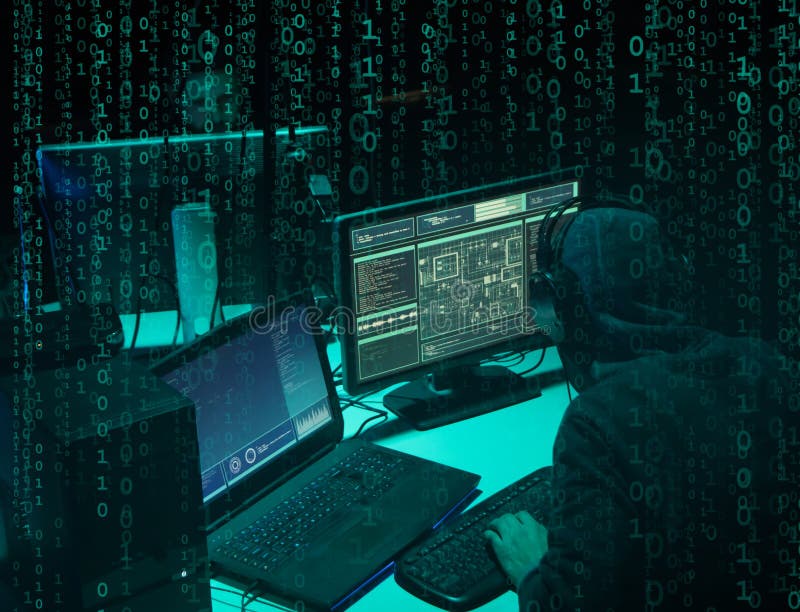 Gewilde hakkers die virus coderen die ransomware laptops en computers met behulp van Cyberaanval, systeem het breken en malware c royalty-vrije stock foto's Gewilde hakkers die virus coderen die ransomware laptops en computers met behulp van Cyberaanval, systeem het breken en malware c royalty-vrije stock foto's
