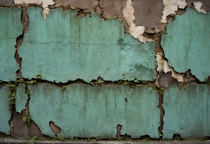 Gewogener Teal Painted Brick Wall Texture. Generative Ai stock abbildung