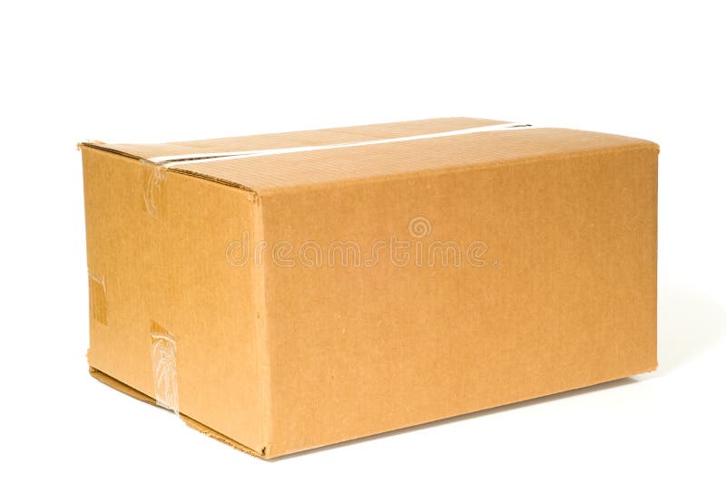 Brown corrugated box with space on the box for copy, on a white background. Brown corrugated box with space on the box for copy, on a white background
