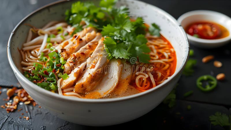 Gewürzhähnchensuppe Schüssel Lebensmittelfotografie lizenzfreie abbildung