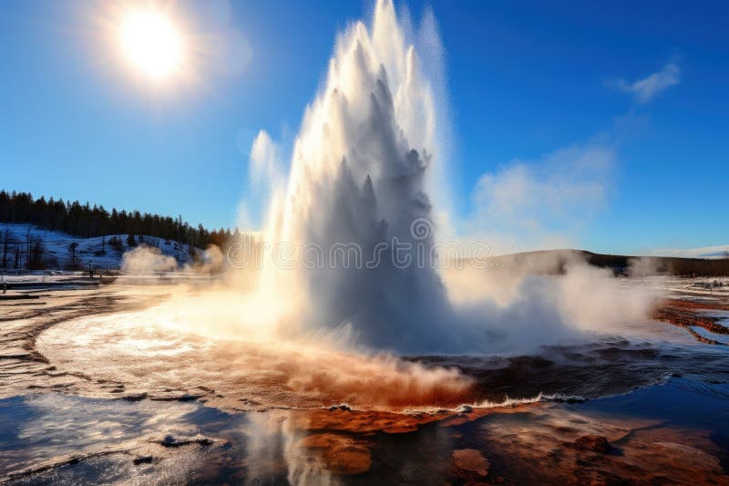 A Geyser Erupting in a Hot Spring Stock Illustration Illustration of