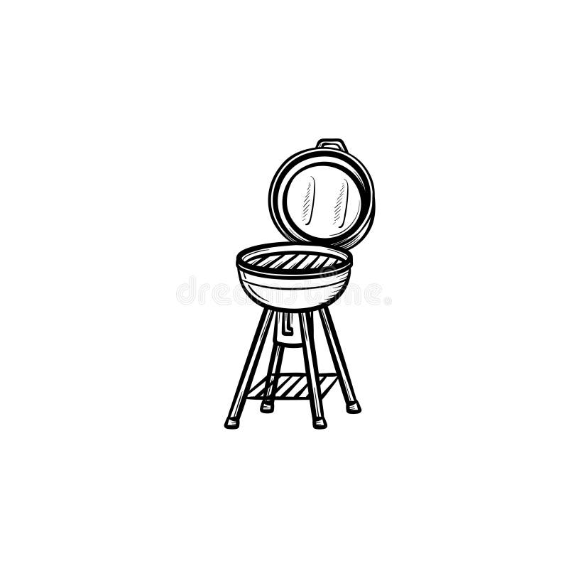 Gezeichnete Skizzenikone BBQ-Grills Hand lizenzfreie abbildung Gezeichnete Skizzenikone BBQ-Grills Hand lizenzfreie abbildung