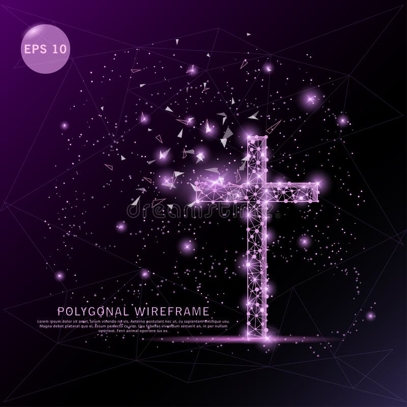 Gezeichneter futuristischer niedriger Polydrahtrahmen des Religionskreuzes digital vektor abbildung Gezeichneter futuristischer niedriger Polydrahtrahmen des Religionskreuzes digital vektor abbildung