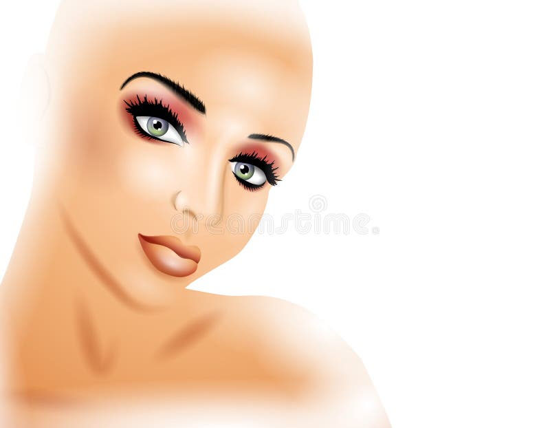 Gezicht van het Staren van de Vrouw in Wit Licht vector illustratie Gezicht van het Staren van de Vrouw in Wit Licht vector illustratie