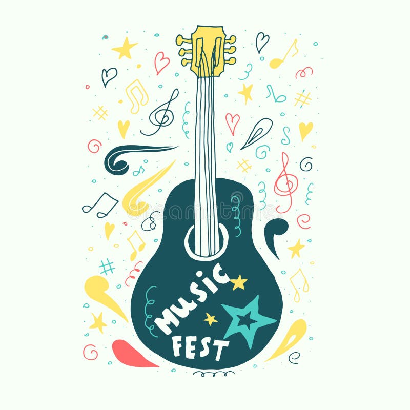 Gezogene Art der Akustikgitarre in der Hand Auch im corel abgehobenen Betrag vektor abbildung Gezogene Art der Akustikgitarre in der Hand Auch im corel abgehobenen Betrag vektor abbildung