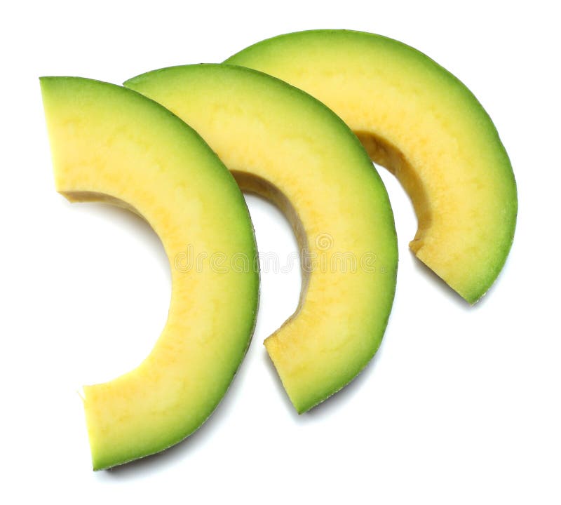 Gezond voedsel Gesneden avocado op witte achtergrond Hoogste mening