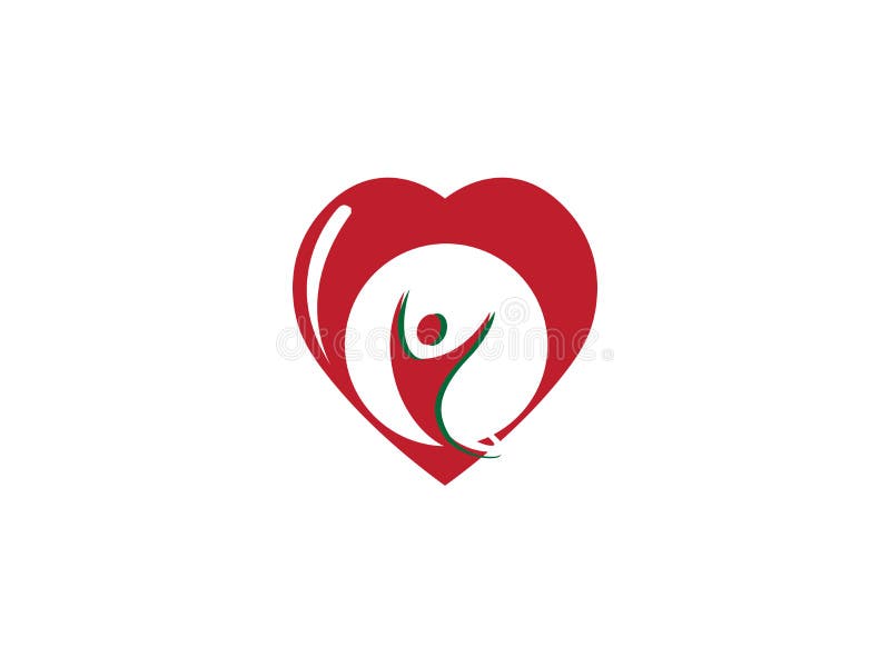 Gezonde persoons open handen binnen een hart voor embleem vector illustratie Gezonde persoons open handen binnen een hart voor embleem vector illustratie