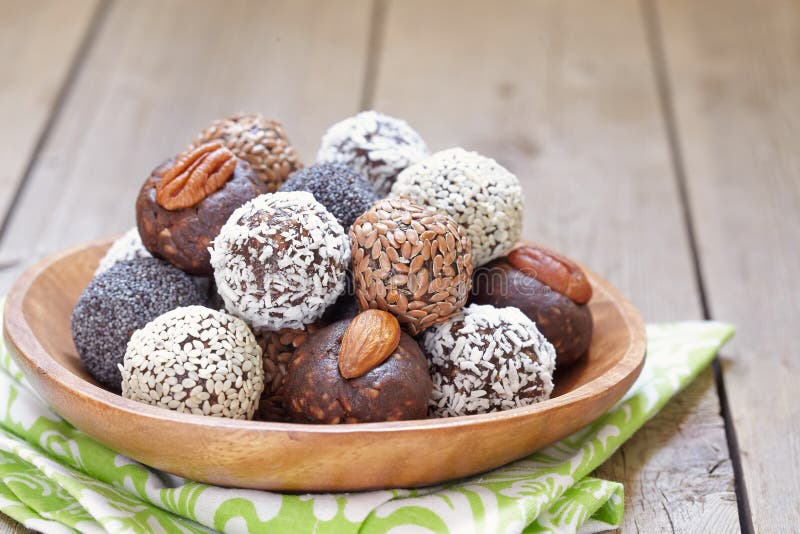 Homemade Healthy Paleo Raw Energy Balls with Nuts and Dates. Homemade Healthy Paleo Raw Energy Balls with Nuts and Dates