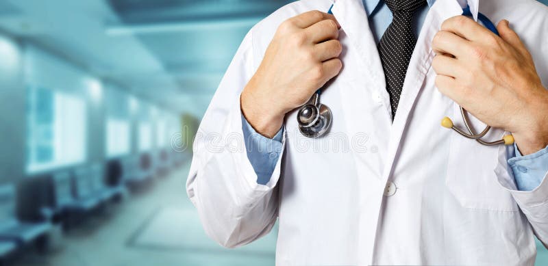 Gezondheidszorg en geneeskundeconcept De onherkenbare Mannelijke Stethoscoop van Artsenholds hands on