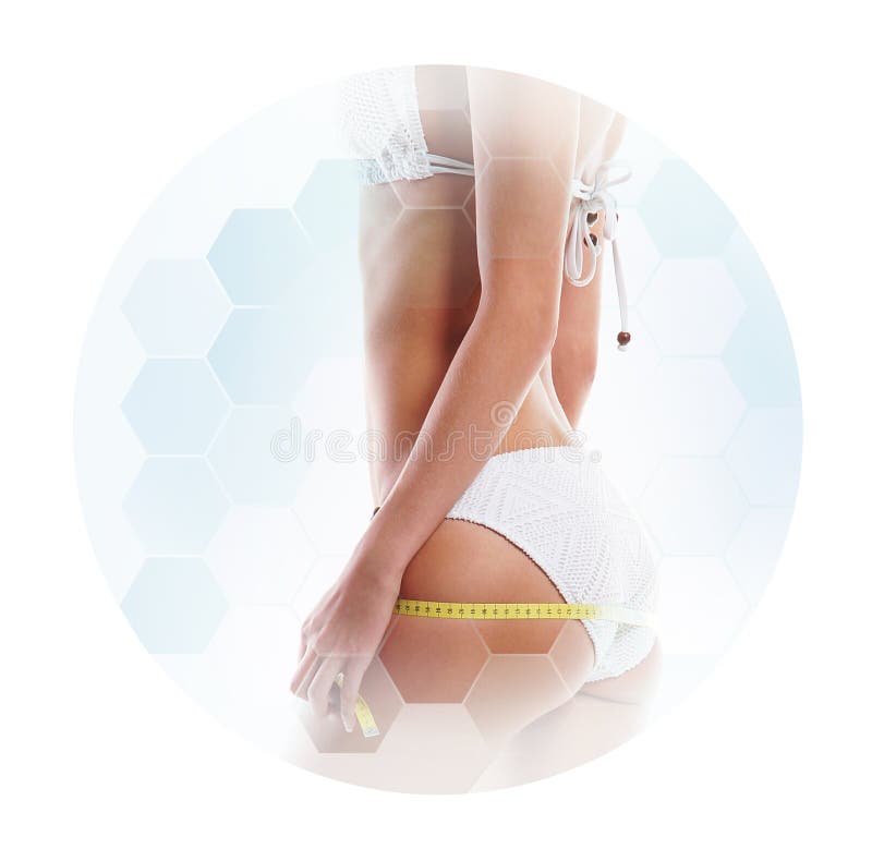Gezondheidszorg, het op dieet zijn, sport en schoonheidsconcept Mooi vrouwelijk lichaam Vrouw in Wit Zwempak royalty-vrije stock afbeeldingen Gezondheidszorg, het op dieet zijn, sport en schoonheidsconcept Mooi vrouwelijk lichaam Vrouw in Wit Zwempak royalty-vrije stock afbeeldingen