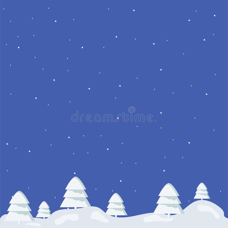 geïsoleerd bos op een blauw vierkant met grote en kleine die Kerstbomen met sneeuw bij nacht worden behandeld vector illustratie geïsoleerd bos op een blauw vierkant met grote en kleine die Kerstbomen met sneeuw bij nacht worden behandeld vector illustratie