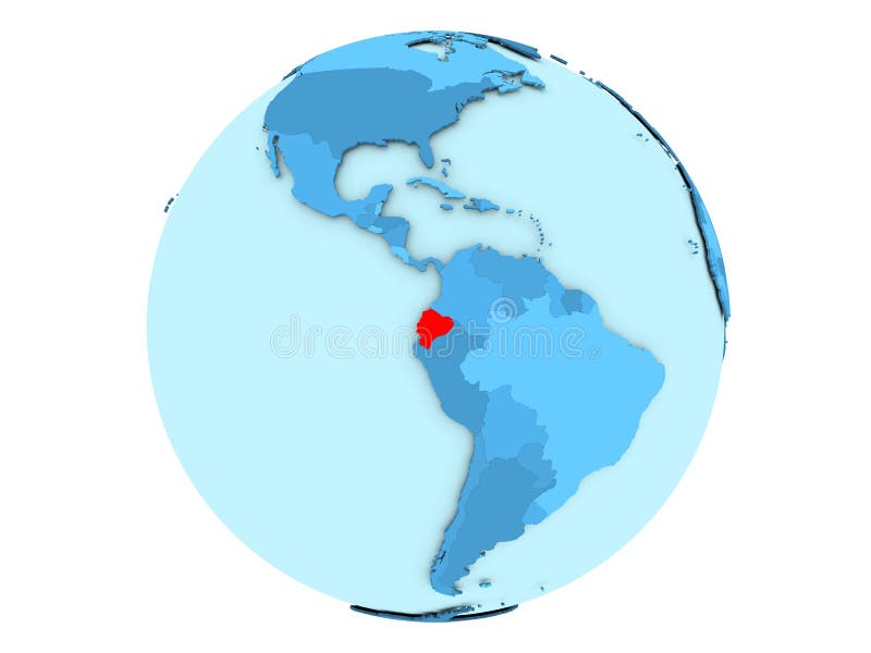 Geïsoleerd Ecuador op blauwe bol stock illustratie