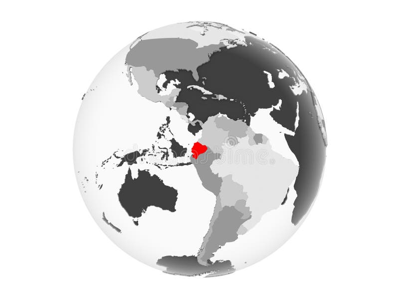 Geïsoleerd Ecuador op grijze bol stock illustratie