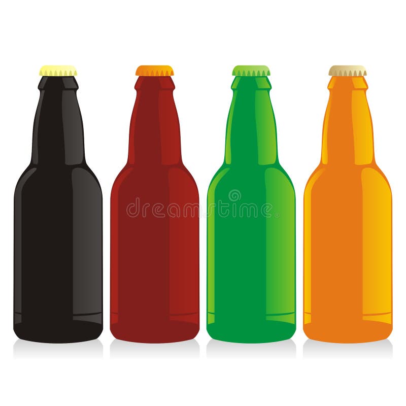 Set geïsoleerde bierflesjes vector illustratie
