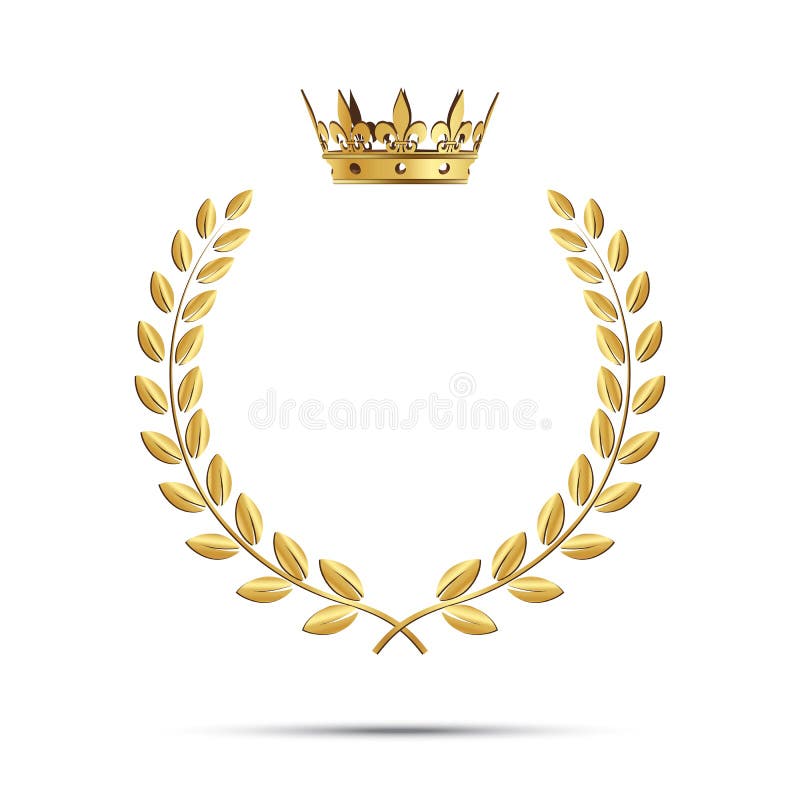 Geïsoleerde gouden lauwerkrans met kroon Vector illustratie