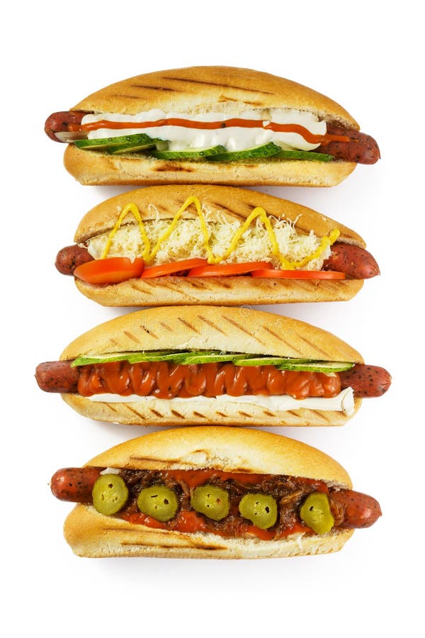 Geïsoleerde hotdogsmening van hierboven royalty-vrije stock fotografie Geïsoleerde hotdogsmening van hierboven royalty-vrije stock fotografie