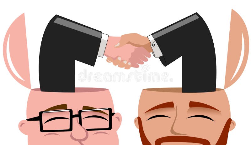 Geïsoleerde Overeenkomst van het mensen de Open Gelete op Handenschudden vector illustratie Geïsoleerde Overeenkomst van het mensen de Open Gelete op Handenschudden vector illustratie