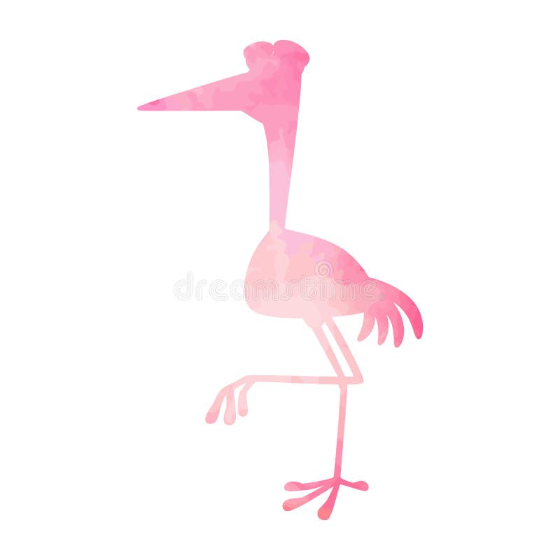 Geïsoleerde reiger roze waterverf Vector vector illustratie Geïsoleerde reiger roze waterverf Vector vector illustratie