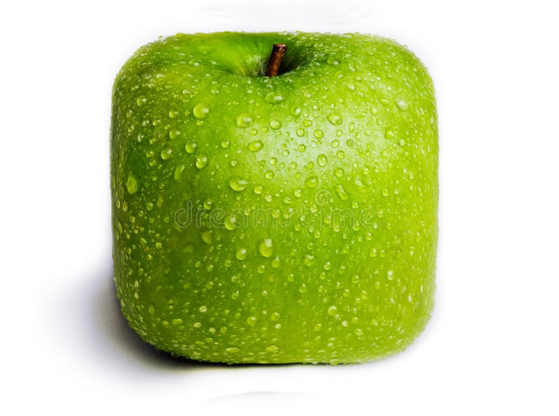 Geïsoleerdee vierkante Groene Appel stock foto's Geïsoleerdee vierkante Groene Appel stock foto's