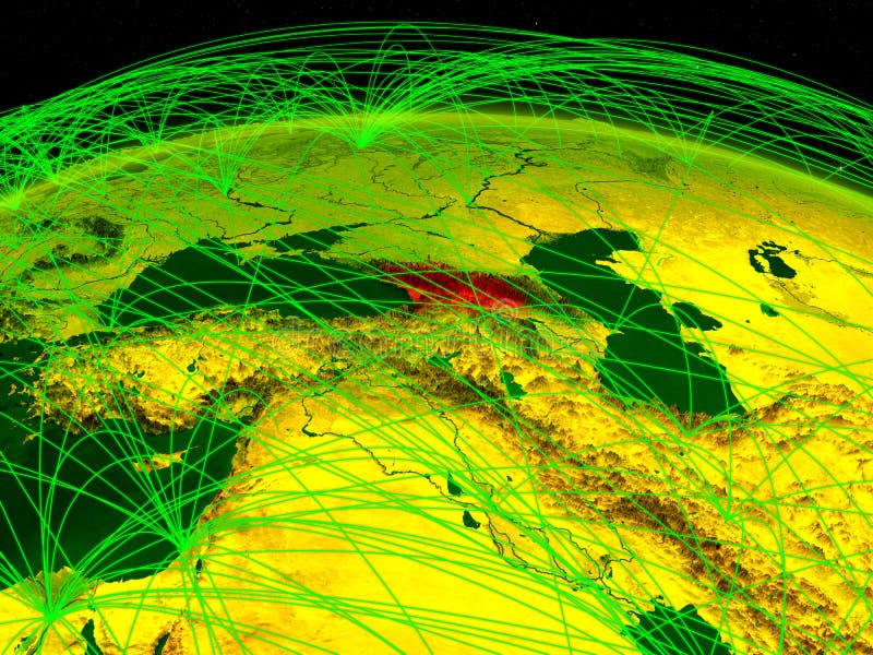 Geórgia na terra digital do planeta com a rede internacional que representa uma comunicação, o curso e as conexões ilustração 3D ilustração do vetor Geórgia na terra digital do planeta com a rede internacional que representa uma comunicação, o curso e as conexões ilustração 3D ilustração do vetor