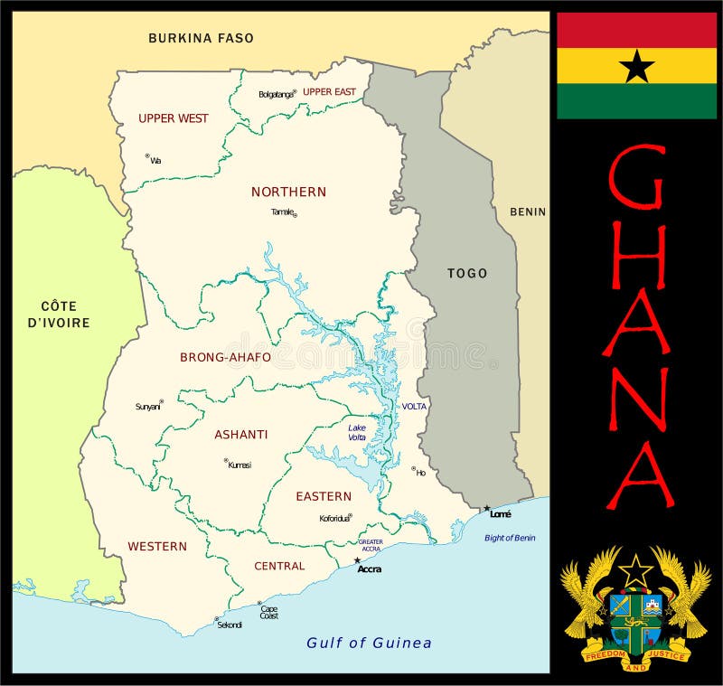 Ghana Administrative divisions stock illustration