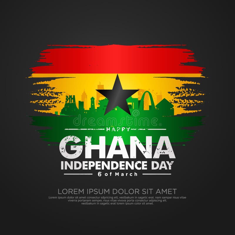 Ghana Independence Day Greeting Card Template Stock Illustration