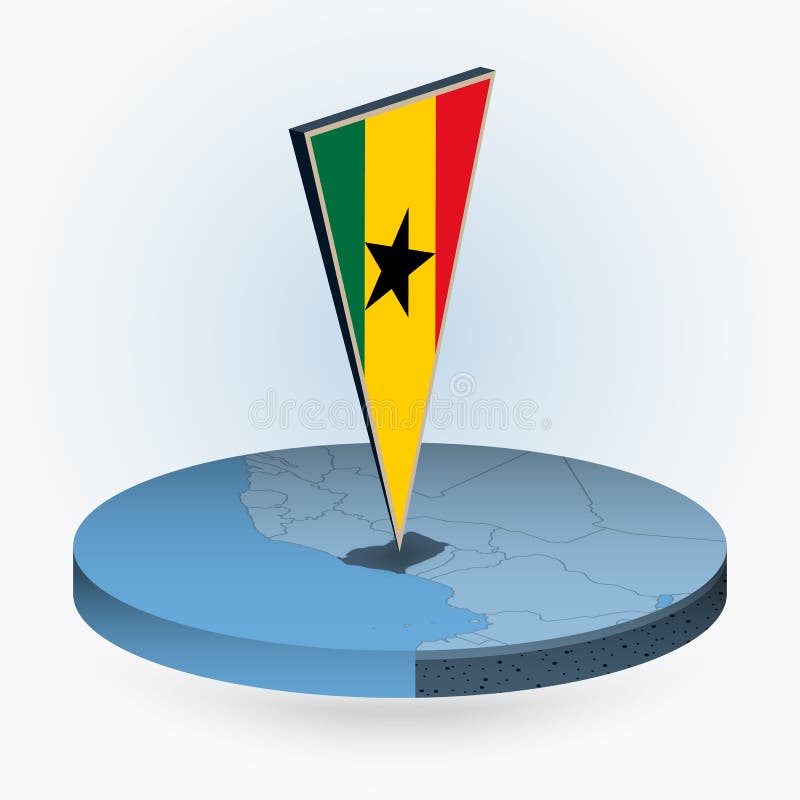 Download Ghana Map In Round Isometric Style With Triangular 3D Flag Of Ghana Stock Vector - Illustration ...