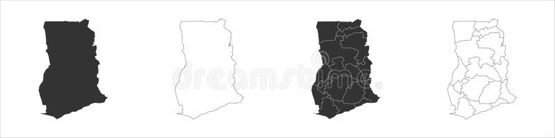 Ghana political map of administrative divisions stock illustration