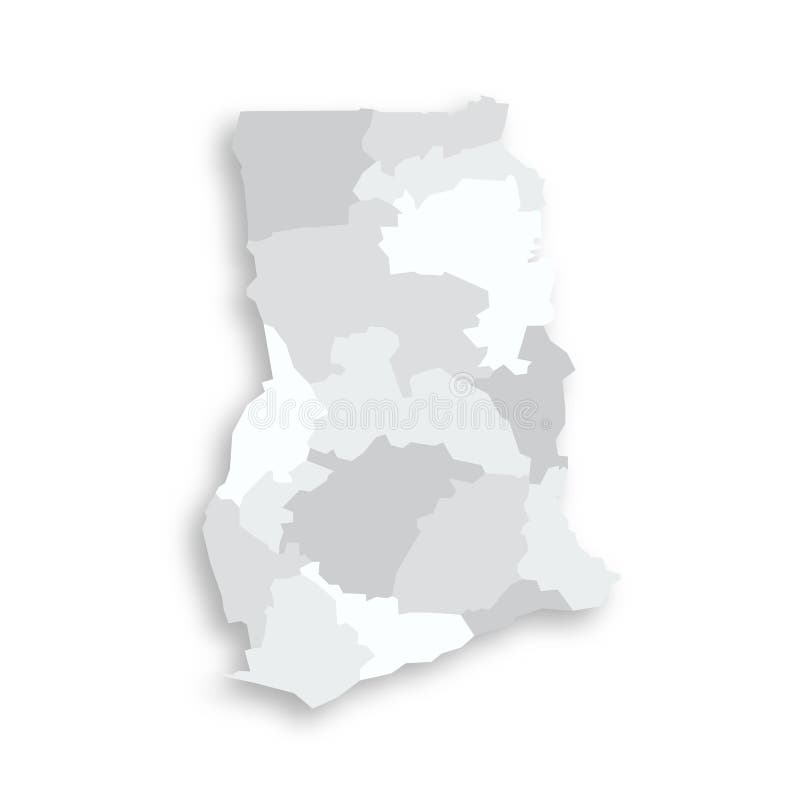 Ghana political map of administrative divisions vector illustration