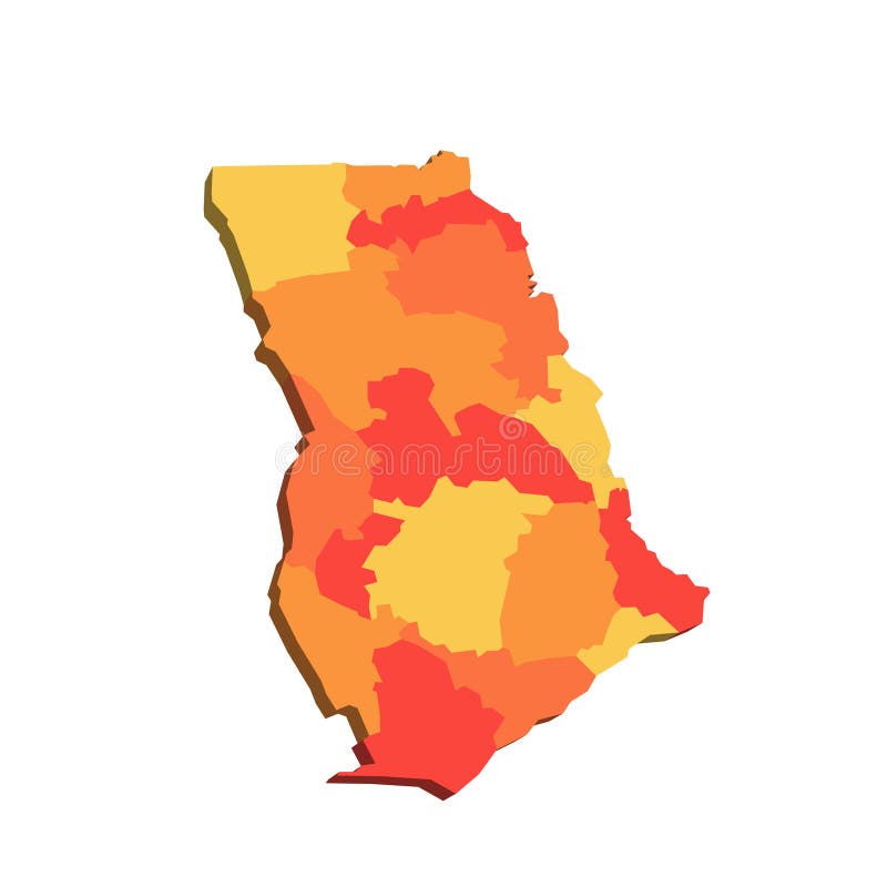 Ghana political map of administrative divisions stock illustration