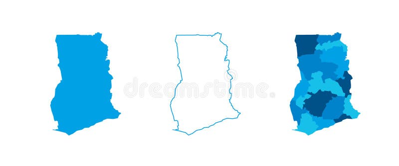 Ghana political map of administrative divisions vector illustration
