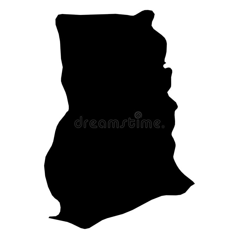 Ghana - solid black silhouette map of country area. Simple flat vector illustration stock illustration
