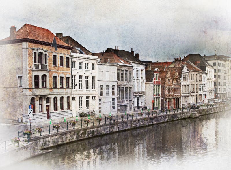 Ghent, Belgium stock photo. Image of street, apartment 16667044