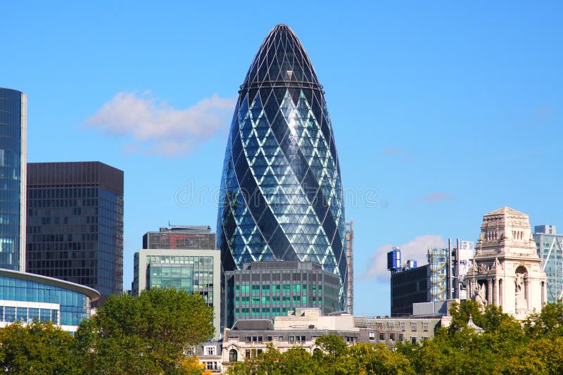 The Gherkin building in London stock photos