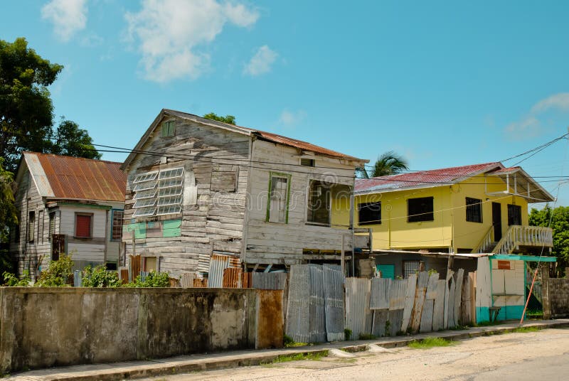 Poor street in ghetto district, Belize City. Poor street in ghetto district, Belize City