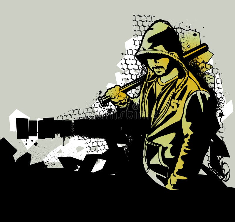 Gangster with Thompson submachine gun. Vector - Stock Illustration  [65430573] - PIXTA