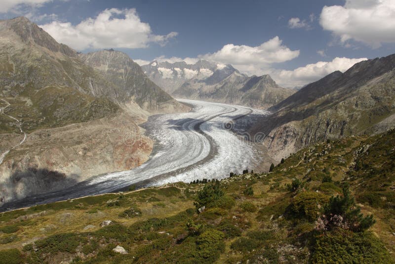 The lower part of Aletsch glacier, which is the largest glacier of Alps. The lower part of Aletsch glacier, which is the largest glacier of Alps.