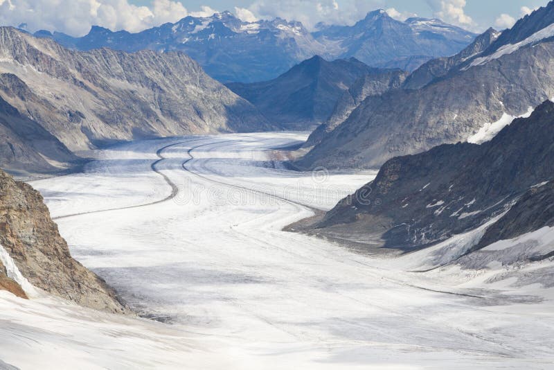 View above great Aletsch glacier seen from Jungfraujoch, Switzerland. View above great Aletsch glacier seen from Jungfraujoch, Switzerland