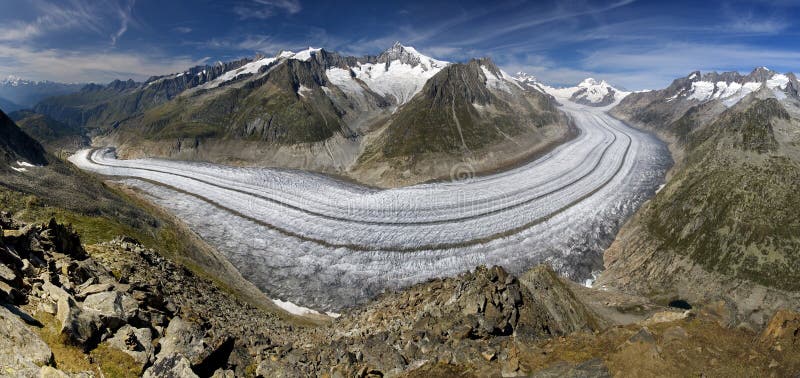 Aletsch glacier, Wallis, Switzerland, UNESCO world natural heritage. Aletsch glacier, Wallis, Switzerland, UNESCO world natural heritage