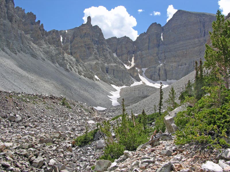 Ghiacciaio sotto Wheeler Peak nel grande parco nazionale del bacino, Nevada. fotografia stock