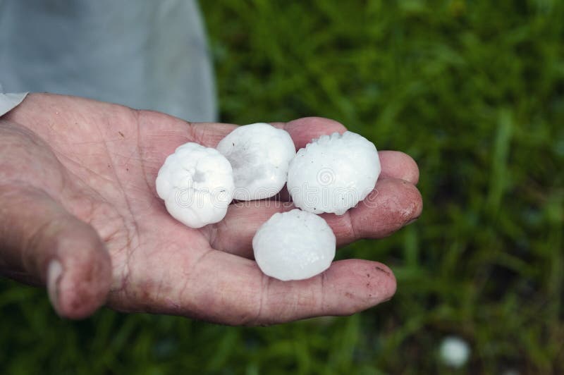 Ice on hand after a big storm with hail. Ice on hand after a big storm with hail