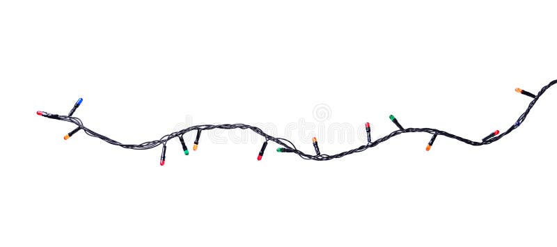 Ghirlanda delle luci di Natale isolata su bianco immagini stock Ghirlanda delle luci di Natale isolata su bianco immagini stock