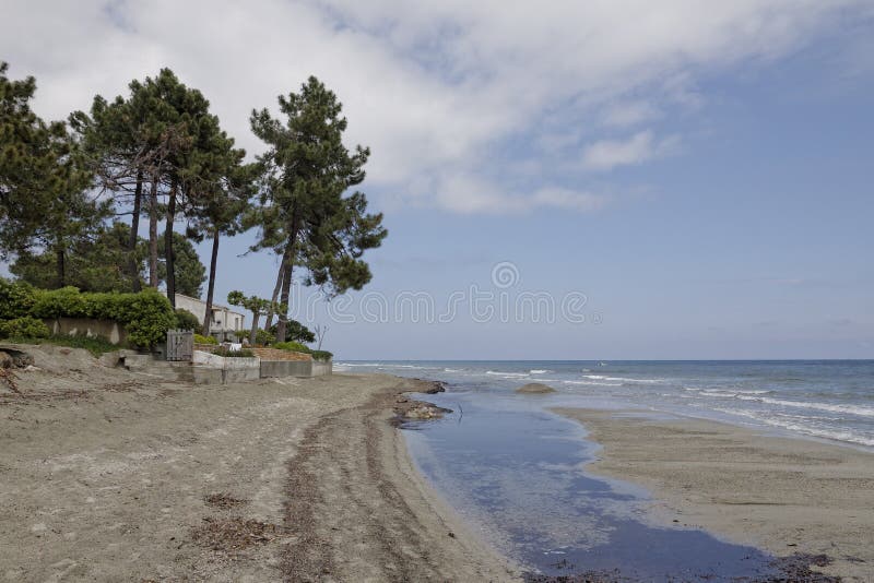 Ghisonaccia, on the beach, Eastern Corsica, France. Ghisonaccia village, on the beach, Eastern Corsica, France, Europe royalty free stock photos Ghisonaccia, on the beach, Eastern Corsica, France. Ghisonaccia village, on the beach, Eastern Corsica, France, Europe royalty free stock photos