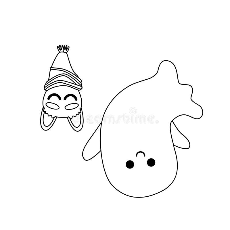Ghost with Bat Coloring Page. Black and White Ghost. Vector Stock