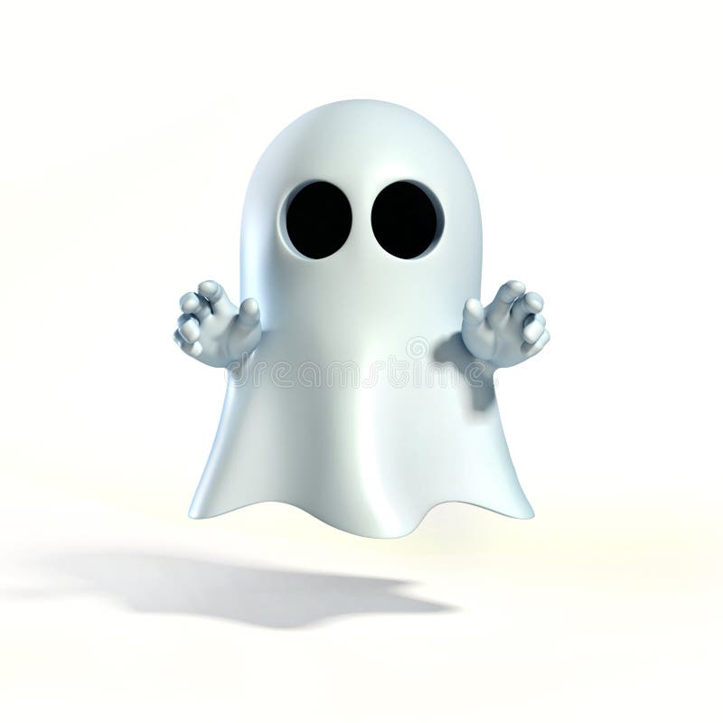 Ghost Cartoon 3d Rendering on White Background Stock Illustration -  Illustration of dead, expression: 203866836