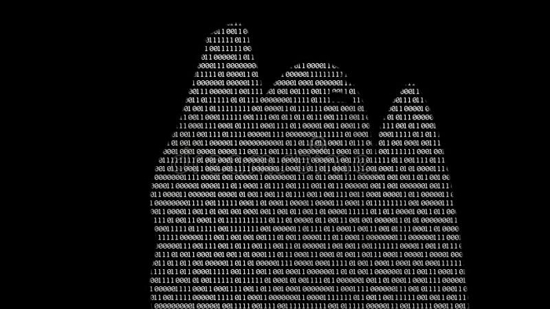Digital binary code as cast on black background. Programming code ghost moving on black screen. Cyber security concept. royalty free illustration