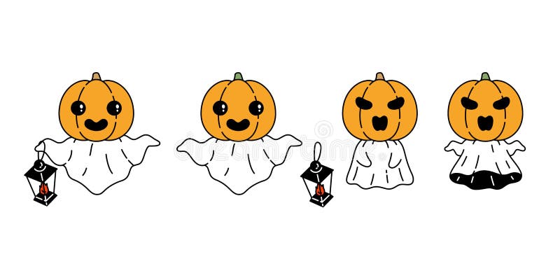 Halloween Pumpkin Vector Icon Logo Ghost Character Cartoon Illustration PNG  PNG Images