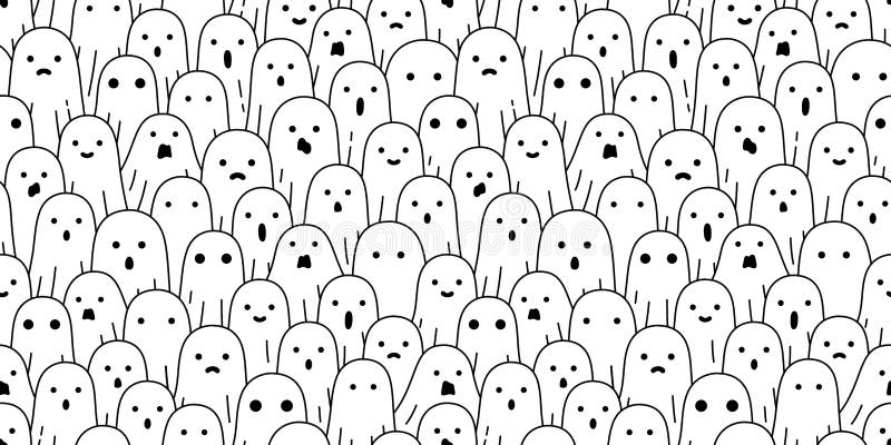 Ghost seamless pattern Halloween  spooky scarf isolated repeat wallpaper tile background devil evil cartoon illustration doo