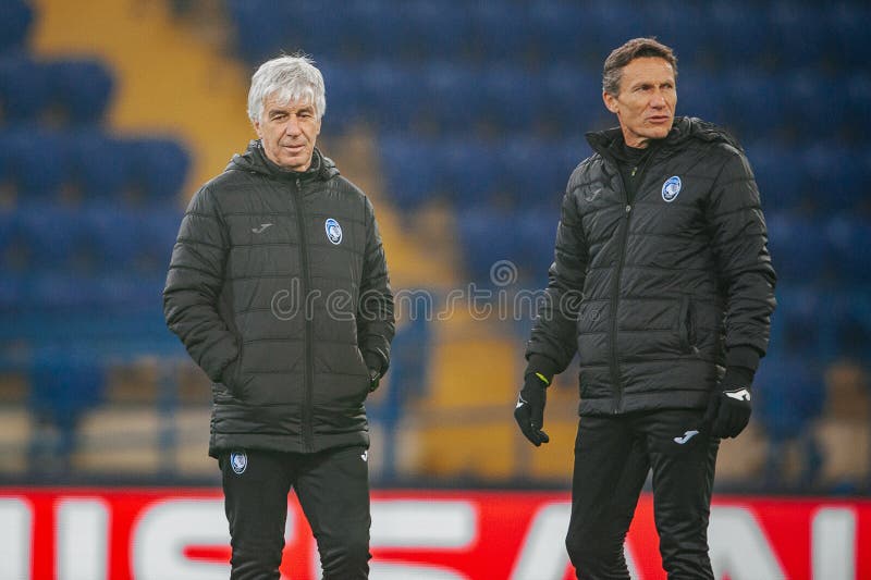 Kharkiv, Ukraine - December 10, 2019: Gian Piero Gasperini head coach of Atalanta during pre match session of the match UEFA league champions Atalanta - Shakhtar